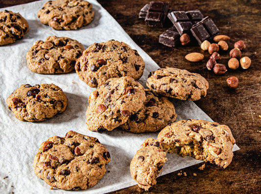 cookies healthy au chocolat, amande et noisette recette
