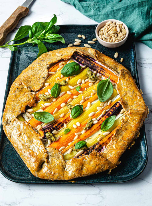 Recette de tarte rustique aux carottes et au pesto