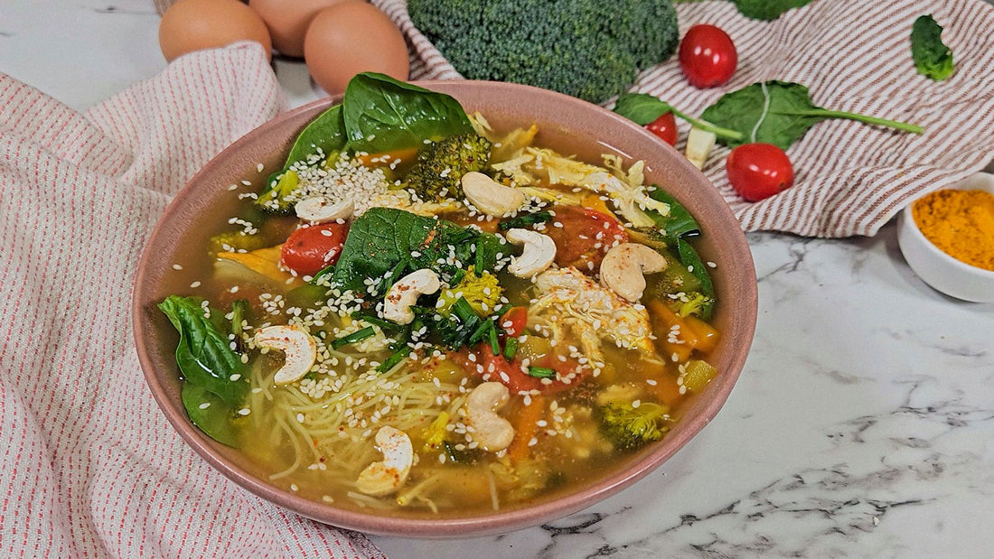 Recette de soupe de nouille poulet et curcuma 